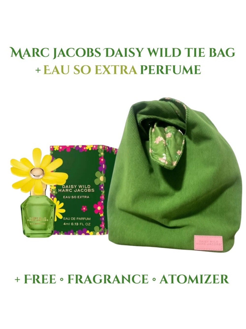 MARC JACOBS Daisy Wild Eau So Extra Mini Splash & Reversible Corduroy Tie Bag